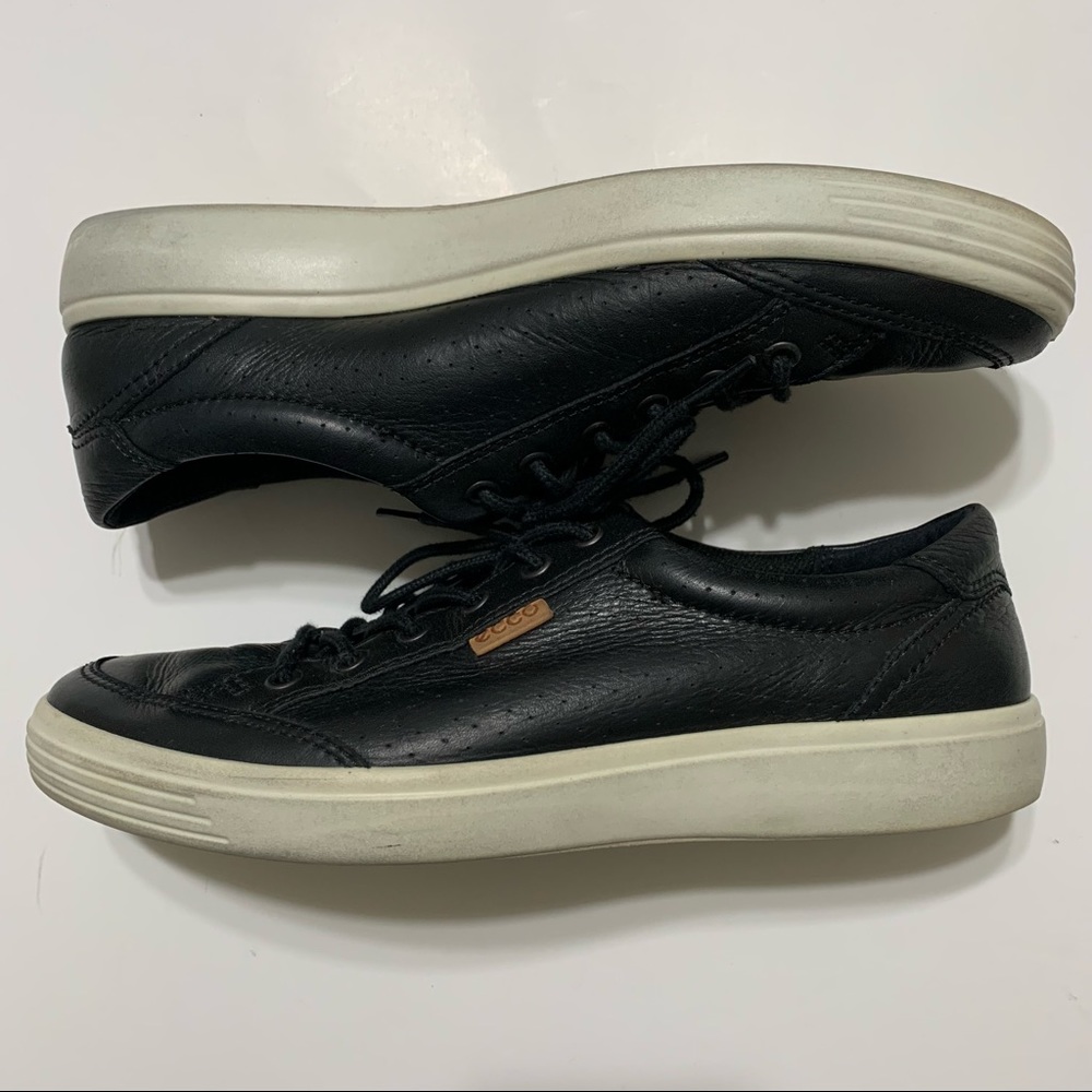 ECCO Soft 7 Black Leather Men’s Size 9 (43 EU)  Casual Sneakers - Picture 3 of 11